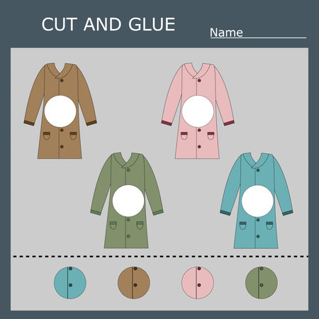Educational activity, riddle for preschool kids. Cut ang glue peace of coatのイラスト素材