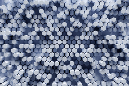 3D rendering. Blue pattern of different shapes. Minimalistic pattern of simple shapes. Bright...