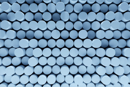 3d illustration of a blue honeycomb monochrome honeycomb for honey. Pattern of simple geometric hexagonal shapes, mosaic background.の写真素材