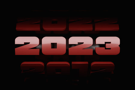 3d illustration Happy new year 2023 background template. Holiday volumetric 3D illustration of the...