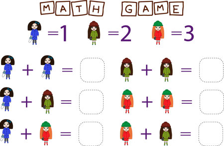 counting game with colorful toys. Preschool worksheet, kids activity sheet, printable worksheetのイラスト素材