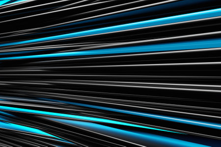 3d illustration of a blue and black stripe. Geometric stripes. Abstract glowing crossing lines patternの写真素材