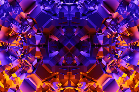 3D illustration, Abstract kaleidoscope background. Beautiful multi-colored kaleidoscope texture. Unique kaleidoscope design.の写真素材
