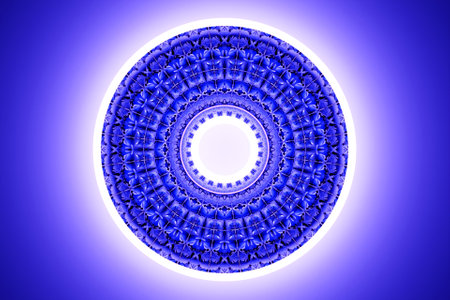 3D illustration of a blue e torus. Fantastic cell. simple geometric shapesの写真素材