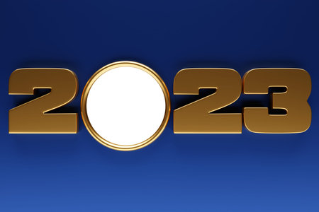 3D illustration inscription 2023 on a blue background. changeability of years. Illustration of the...