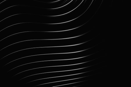 Black and white horizontal stripes, patterns. Modern striped backgrounds. Lines of variable thickness. 3D illustrationの写真素材