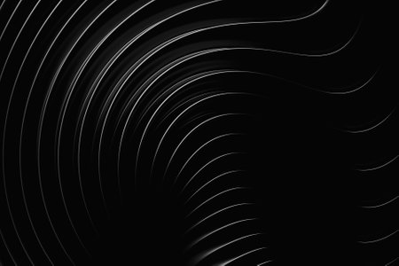 3D illustration black stripes in the form of wave waves, futuristic background.の写真素材