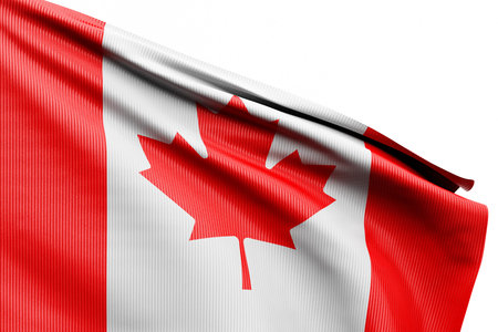 The national flag of Canada from textiles on the field, soft focus. 3D illustrationの写真素材
