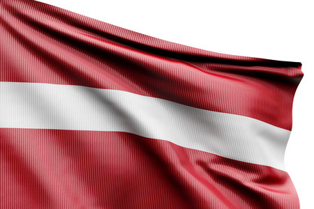The national flag of Austria from textiles on pole, soft focus. 3D illustration