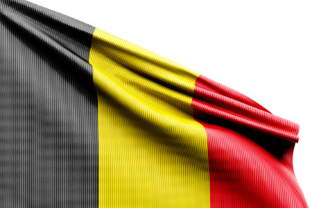 The national flag of Belgium from textiles on the field, soft focus. 3D illustrationの写真素材
