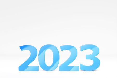Calendar header number 2023 on white background. Happy new year 2023 colorful background.