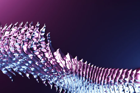 Abstract geometric lines design element. Purple horizontal striped background. 3d illustration