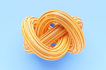 3D illustration of a yellow node. Fantastic shape .Simple geometric shapesの写真素材