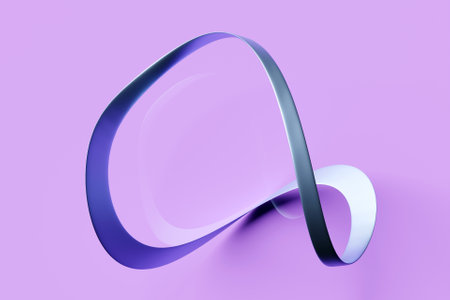 Silver mobius band or mobius group. A surface with one side and one boundary. Mathematical non-orientable. 3D illustrationの写真素材