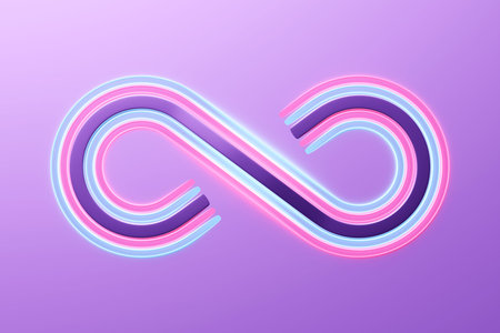 Colorful infinity symbol template. 3d illustration of a realistic sign of eternity with colored...