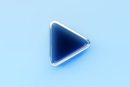 3D illustration of a blue light triangle.Simple geometric shapesの写真素材