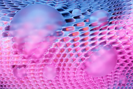 Abstract gradient pattern and geometric pattern with translucent spheres.3D illustration.の写真素材
