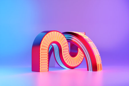 3D illustration of a colorful node. Fantastic shape .Simple geometric shapesの写真素材