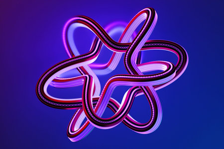 Abstract dynamic shape with ilghting smooth edges, sides. 3D illustration and rendering. elegant...