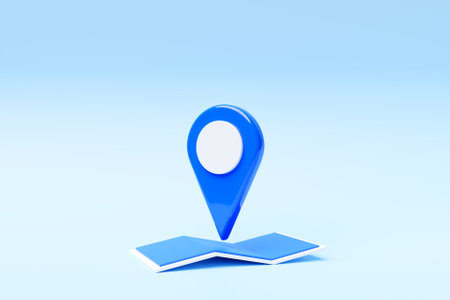 3d illustration of an icon with a red destination point on the map. navigation markerの写真素材