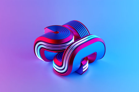 Abstract dynamic shape with ilghting smooth edges, sides. 3D illustration and rendering. elegant...
