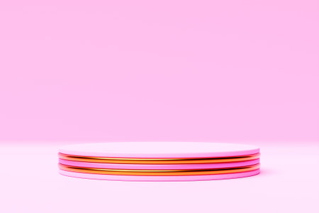 3d rendering of podium and abstract geometric with empty space. Award ceremony concept. stage background.の写真素材