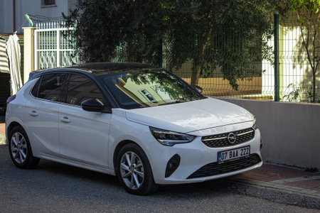 side; Turkey â February 05 2023: white Kia Ceed parking on warm day on background parkのeditorial素材