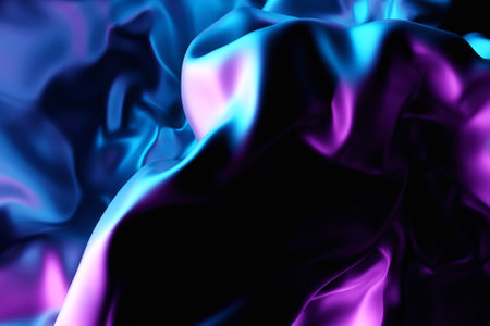 3d Illustration textile. Pattern on a purple and blue background, pattern. Geometric background, weave pattern.の写真素材