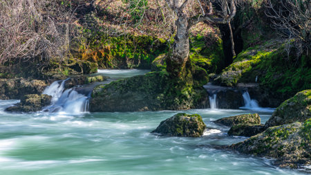 tourism attraction. Manavgat waterfall in Turkey.の写真素材