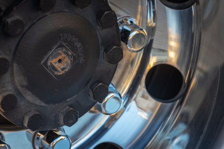 Side, Turkey -February 13, 2023: Car wheel with alloy wheel and new rubber on a car closeup. Wheel tuning discのeditorial素材