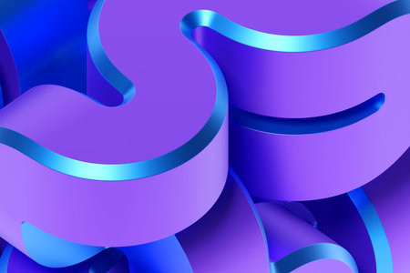 3D illustration, neon illusion isometric abstract shapes colorful shapes intertwined