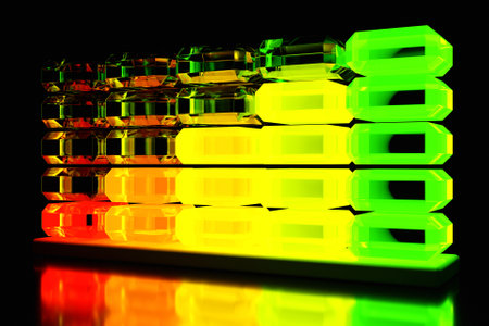 Realistic detailed color indicator of the horizontal level set from bad to good for the interface. 3D illustrationの写真素材