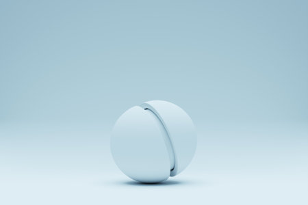 3D illustration of a blue sphere on a monochrome background. Cyber ball sphereの写真素材