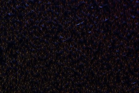 3d Illustration rows of yellow and black triangles .Geometric background, pattern.の写真素材