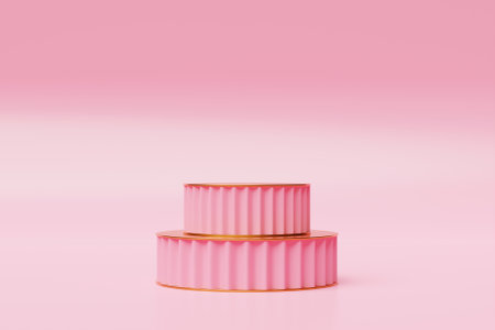 3d illustration of a pink circle podium. 3d rendering. minimalism geometry backgroundの写真素材