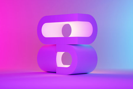 Abstract dynamic shape with ilghting smooth edges, sides. 3D illustration and rendering. elegant...