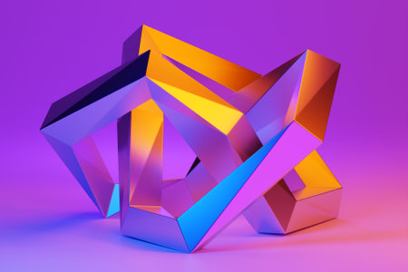 Abstract dynamic shape with ilghting smooth edges, sides. 3D illustration and rendering. elegant line background.の写真素材