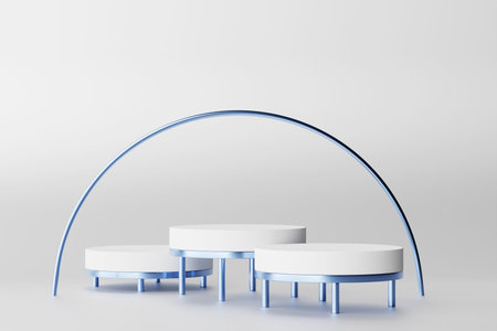 White realistic 3d cylinder pedestal podium. Abstract rendering geometric platform. product display...