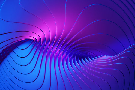 3d illustration of a classic pink and blue abstract gradient background with lines. Print from the waves. Modern graphic texture. geometric pattern.の写真素材