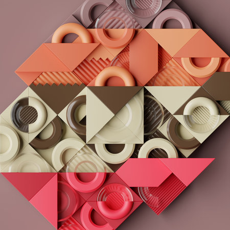 3D background with colorful geometric shapes. 3d render of a realistic composition of primitives....