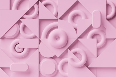 Modern minimalist design with realistic 3d rendering objects. abstract background. Poster in art...