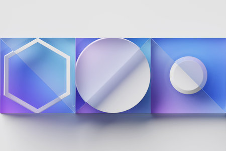 Close-up 3d colorful illustration. Simple geometric shapes, 3D illustration. Abstract colored...