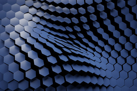 Dynamic abstract pattern. Blue geomatric line background. 3D illustration