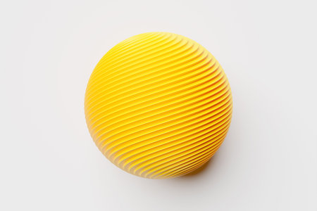 3d illustration funny pink yellow striped ball on white isolated background