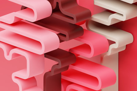 3d illustration of geometric colorful wave surface. Pattern of simple geometric shapesの写真素材