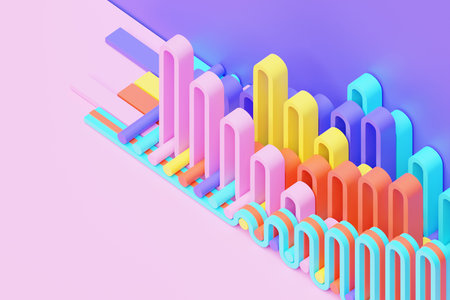 3d illustration colorful pattern in geometric ornamental style. Abstract geometric background,...