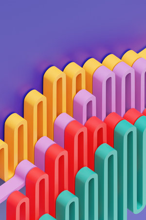 Colorful stripes, patterns. Modern striped backgrounds. Lines of variable thickness. 3D illustration
