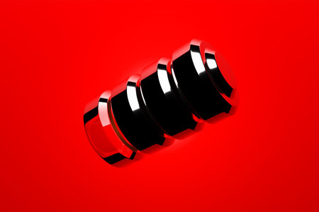 3d illustration of red battery on red background