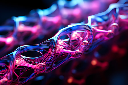 Neurons and microglia, Quantum entanglement, scientific concept 3d illustration, generate AIの素材