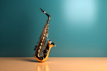 Golden Saxophone Jazz instrument, 3d style, generate AIの素材